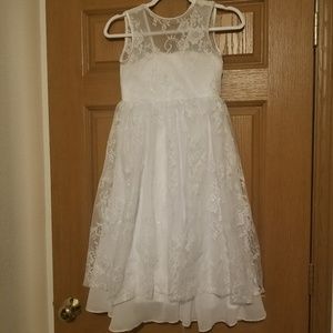 Handmade white flower girls dress